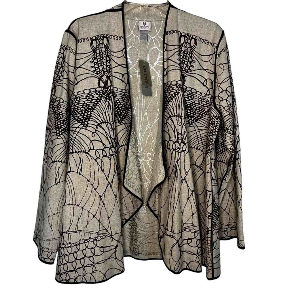 Jacket Swing Grey Silver Script Cascade Reversebl… - image 1